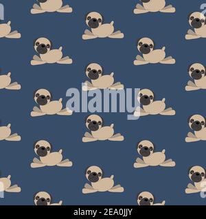 Nahtloses Muster niedlichen Mops Hund Stock Vektor