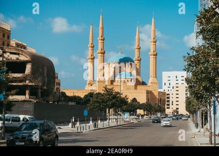 Die Mohammad Al-Amin Moschee im osmanischen Stil in Beirut, Libanon. Eröffnet im Jahr 2008 Stockfoto