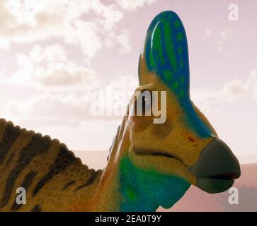 Kopf eines Corythosaurus Dinosauriers Stockfoto