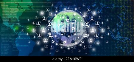 World Business Connection, People Connection und Network Connection Konzept. Stockfoto