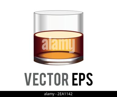 Das isolierte Vektor kurze flache Becher Glas von brauner Lauge Scotch Whisky-Ikone Stock Vektor