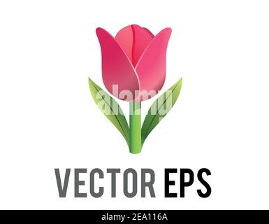 Die isolierte Vektor rosa Tulpe Blume Symbol mit grünen Stiel Und geht Stock Vektor