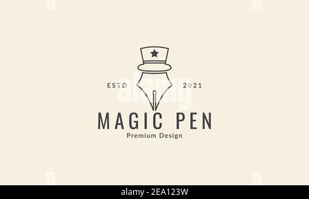 Bleistift vintage einfach mit Hut magic Logo Vektor Symbol Symbol Grafische Darstellung des Designs Stock Vektor