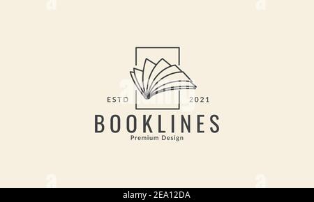 Buch offene Linie mit quadratischen einfachen Logo Vektor Symbol Symbol Grafische Darstellung des Designs Stock Vektor