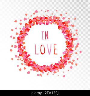 Vector dekorativen Rahmen mit Herzen und handgezeichneten Inschrift in Love. Stock Vektor