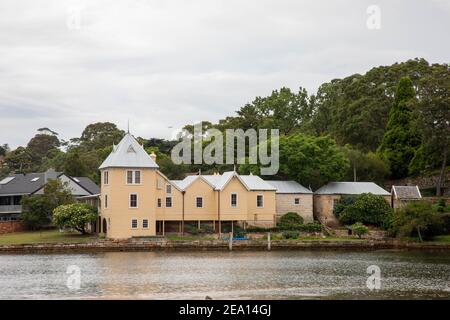 Hotel in Hunters Hill mit Blick auf den Lane Cove River, Sydney, NSW, Australien. Stockfoto