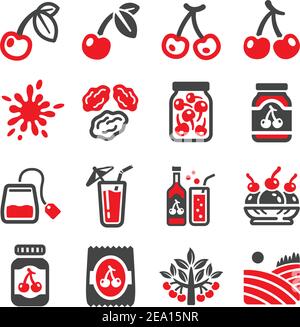 Cherry Icon Set, Vektor und Illustration Stock Vektor