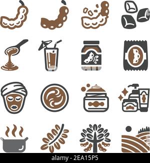 Tamarind Icon Set, Vektor und Illustration Stock Vektor