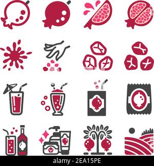 Granatapfel Icon Set, Vektor und Illustration Stock Vektor