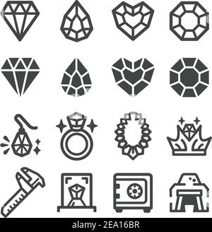 Diamond Icon Set Stock Vektor