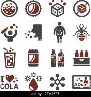 cola, kohlensäurehaltiges Wasser Icon Set Stock Vektor