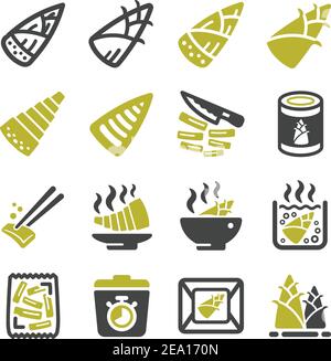 Bamboo Shoot Icon Set Stock Vektor