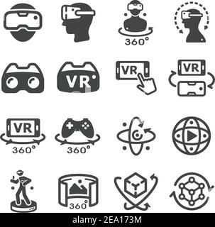 Virtual-Reality-Technologie-Icon-Set Stock Vektor