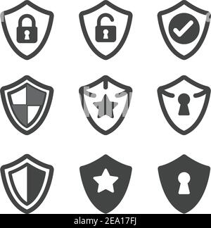 Symbol für Abschirmung gesetzt Stock Vektor