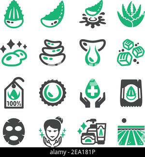 Aloe Vera Icon Set Stock Vektor