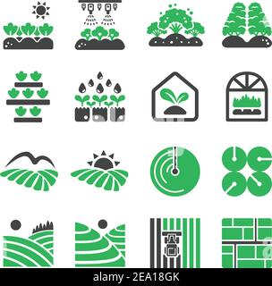 Plantage Icon Set Stock Vektor