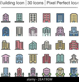 Symbol für die Gebäudelinie, bearbeitbarer Strich, Symbol für Pixel perfekt Stock Vektor