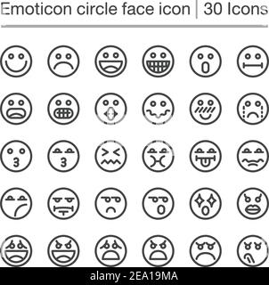 emoticon Kreis Gesicht Linie Symbol, editierbare Kontur Stock Vektor