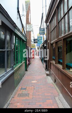 Brighton's berühmte Gassen leer von Menschen als Regierung Rat zu bleiben zu Hause wird während Covid-19 Pandemie-Krise beachtet. Stockfoto