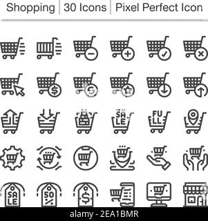 Shopping und E-Commerce-Linie Symbol, editierbare Kontur, Pixel perfekte Symbol Stock Vektor