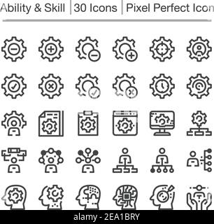 Skill, Symbol für die Fähigkeitslinie, bearbeitbarer Strich, Symbol „Pixel perfekt“ Stock Vektor