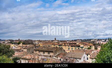 Panoramablick auf die Stadt Carcassonne in Okzitanien, Frankreich. Department Aude Stockfoto