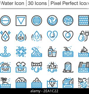 Symbol für Wasserlinie, bearbeitbarer Strich, Symbol für perfekte Pixel Stock Vektor