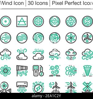 Symbol für Windlinie, bearbeitbare Kontur, Symbol für perfekte Pixel Stock Vektor