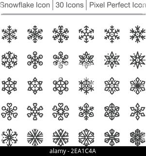 Symbol für schneeflocke-Linie, bearbeitbare Kontur, Pixel-perfektes Symbol Stock Vektor