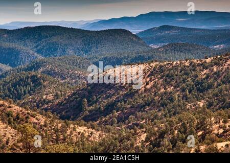 San Francisco Mountains, Blick von der Pueblo Creek Road, Blue Range Wilderness, Gila National Forest, in der Nähe von Reserve, New Mexico, USA Stockfoto