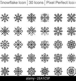 Symbol für schneeflocke-Linie, bearbeitbare Kontur, Pixel-perfektes Symbol Stock Vektor