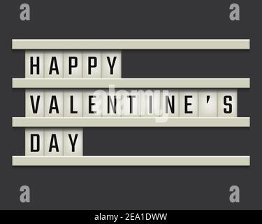 Modernes Brett mit Text 'Happy Valentine’s day' auf grauem Hintergrund. Valentinstag 14 Februar Banner Stock Vektor