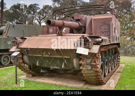 M44 Panzerhaubitze Artillerie-Park in Texas Military Forces Museum am Camp Mabry in Austin, Texas, USA Stockfoto