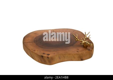 Dekorative Holzschale isoliert auf weiß Stockfoto