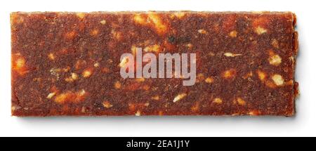 Blick von oben auf gesunde Müsliriegel (Müsli oder Müsliriegel) Isoliert auf weißem Hintergrund Stockfoto