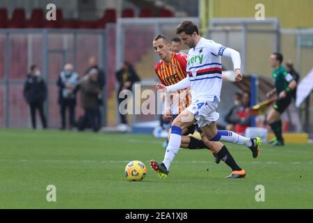 Benevento, Italien. Februar 2021, 07th. Bartsoz Bereszynski (UC Sampdoria) während der Serie A Fußballspiel zwischen Benevento - Sampdoria, Stadio Ciro Vigorito am 07. Februar 2021 in Benevento Italien/LiveMedia Kredit: Unabhängige Fotoagentur/Alamy Live Nachrichten Stockfoto