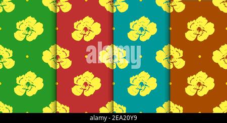 Set von Mustern mit gelben Blüten Stock Vektor