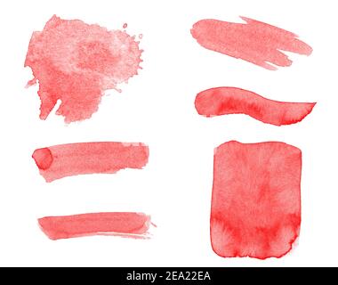 Schöne rote Pinsel zum Malen. Pinsel für Spritzer, Flecken, Abstrich und Strichführung isoliert auf weißem Hintergrund Stockfoto