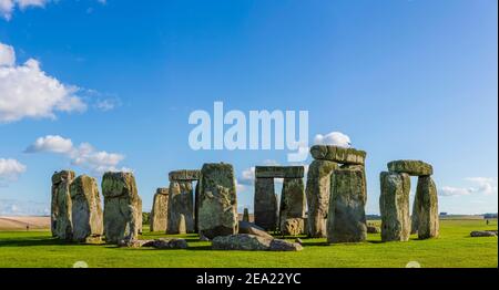 Stonehenge, neolithische Kultstätte, neolithischer Steinkreis, UNESCO-Weltkulturerbe Stonehenge, Avebury und zugehörige Stätten, Wiltshire, England Stockfoto