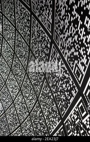 Abstrakte QR-Code Hintergrund (abgekürzt von Quick Response Code) Stockfoto