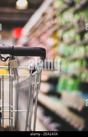 Warenkorb im Baumarkt Stockfoto