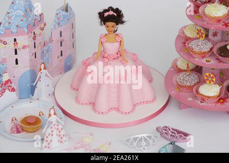 Kindergeburtstag Party Prinzessin themed Party Dekorationen. Stockfoto