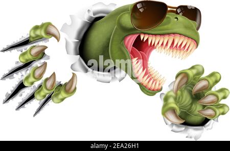 Coole Dinosaurier Tragen Schatten Sonnenbrille Stock Vektor