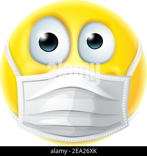Emoticon Emoji PPE Medical Mask Gesichtssymbol Stock Vektor