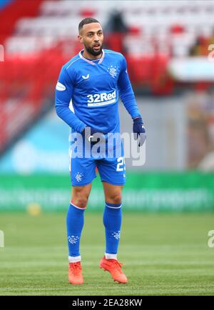 7th. Februar 2021; Fountain of Youth Stadium Hamilton, South Lanarkshire, Schottland; Scottish Premiership Football, Hamilton Academical versus Rangers; Kemar Roofe of Rangers Stockfoto