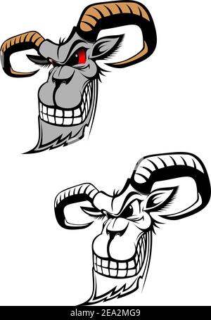 Wild ram als Tattoo oder Symbol isoliert auf weißem Stock Vektor