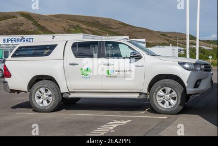 Myvatn Island - Juni 20. 2020: Auto von der Umweltbehörde Islands Stockfoto