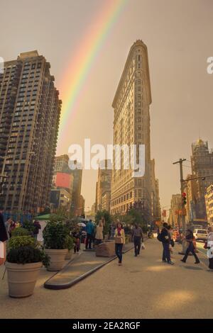 Flatiron Gebäude in New york City. Getöntes Bild.NEW YORK CITY - USA: OKTOBER 15 2013 Stockfoto