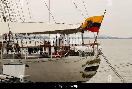 Altes Segelschiff im Hafen von Guayaquil Stockfoto