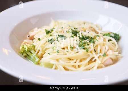 Mac- und Käsegerichte. Pasta-Abendessen Stockfoto